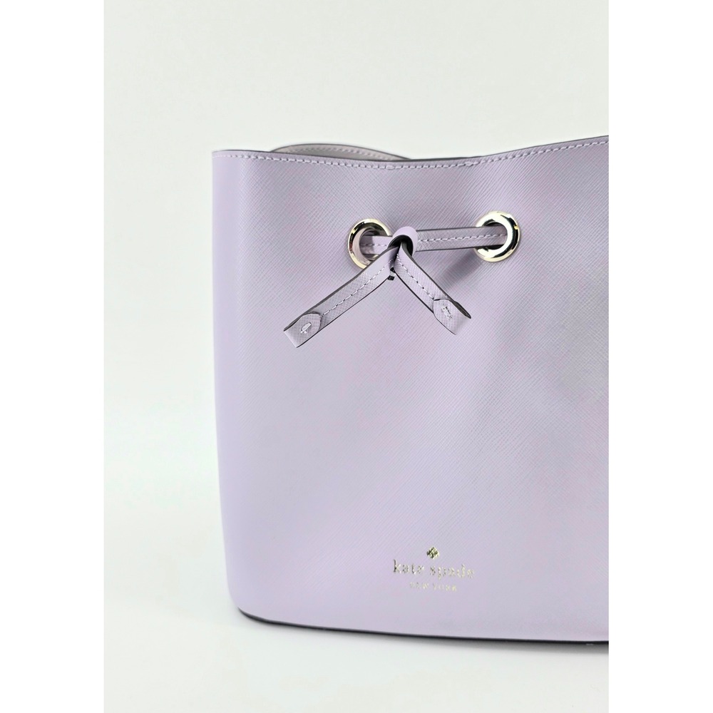 Kate Spade Pastel Saffiano Leather Bucket Bag Womens Lavender Crossbody Handbag - Picture 3 of 8